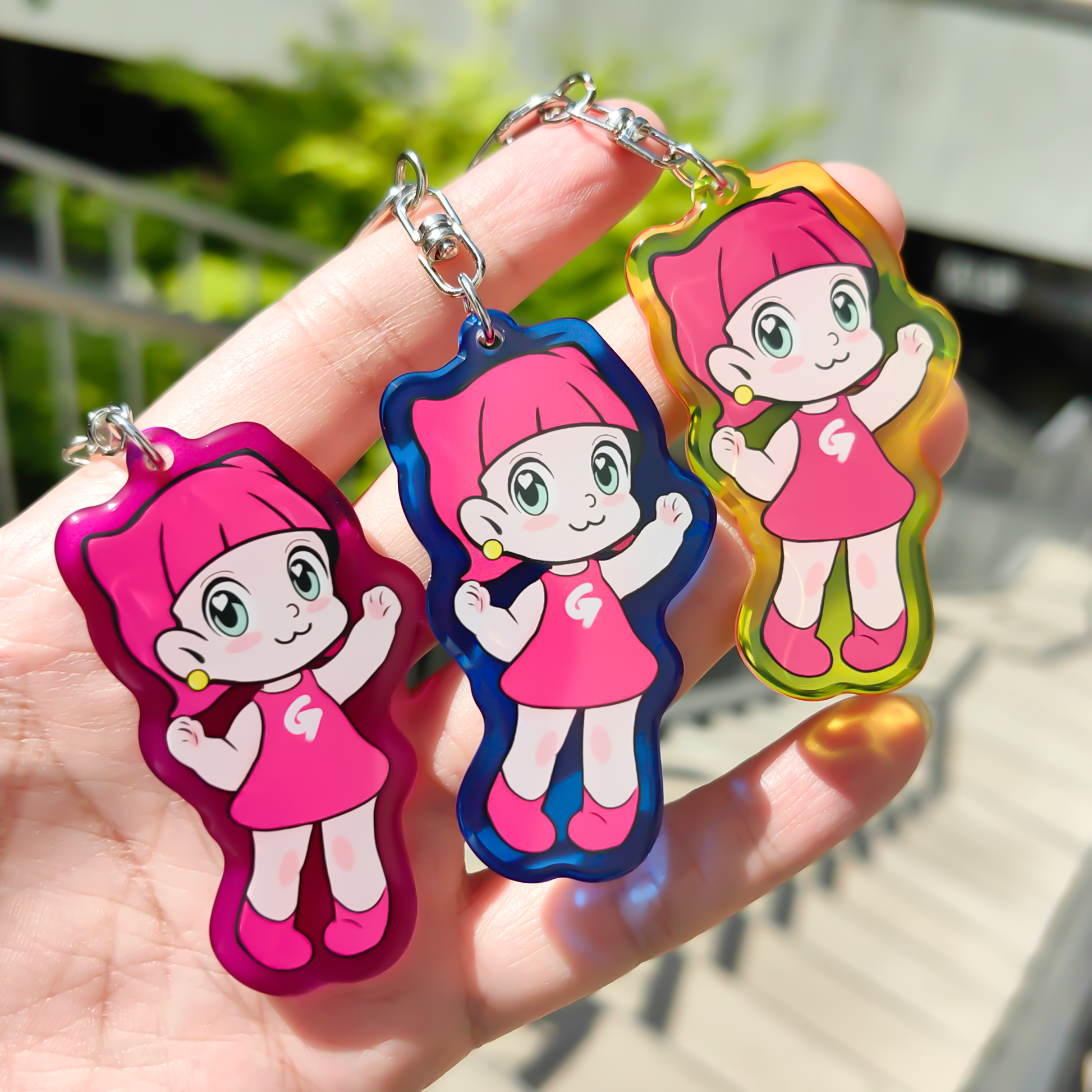 GUGUGU Custom Acrylic Key Chain Colorful transparent edges