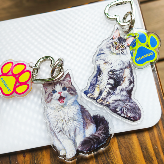 GUGUGU Custom Pet Portrait Crystal-Clear Acrylic Keychains & Charms