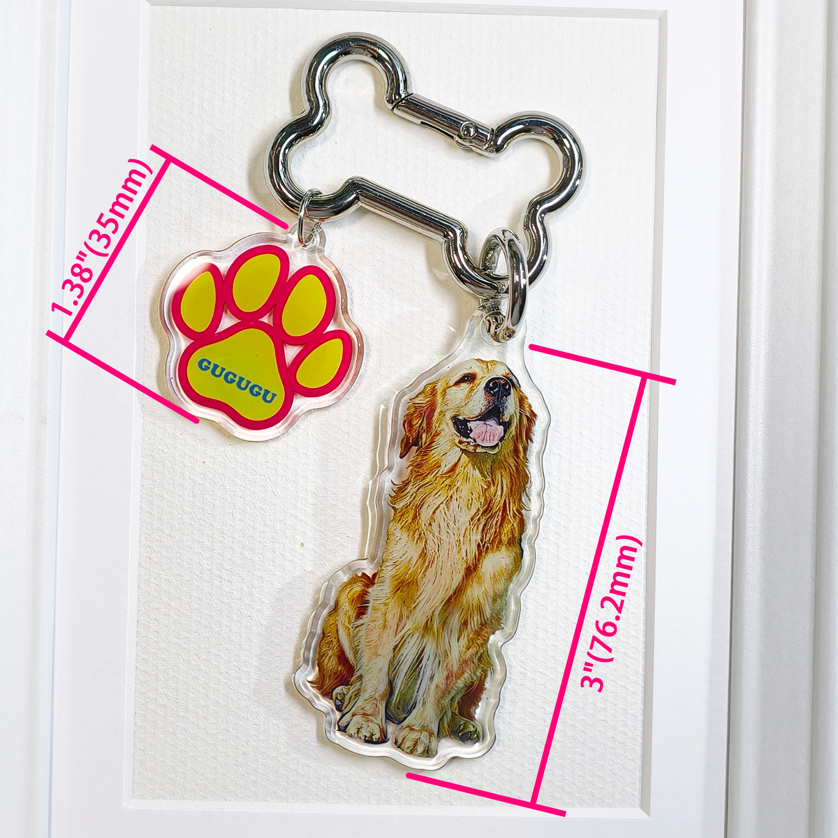GUGUGU Custom Pet Portrait Crystal-Clear Acrylic Keychains & Charms