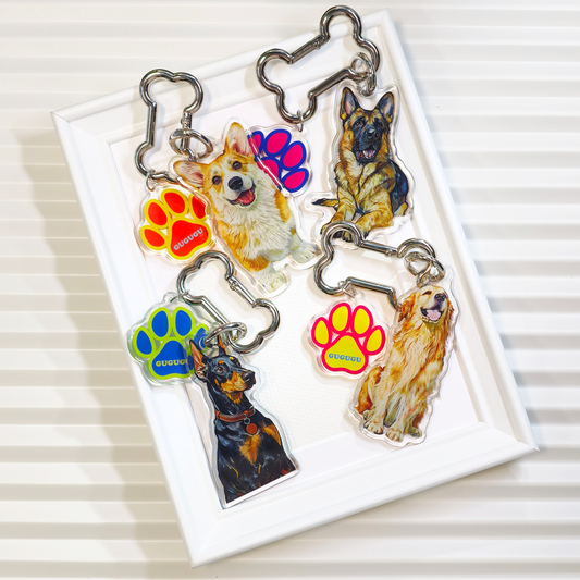GUGUGU Custom Pet Portrait Crystal-Clear Acrylic Keychains & Charms