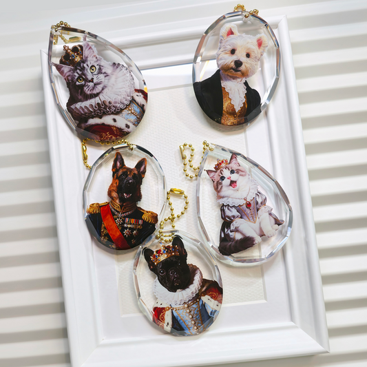 GUGUGU Custom Pet Portrait Gemstone Acrylic Charm