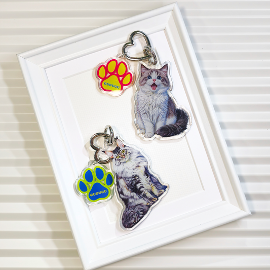 GUGUGU Custom Pet Portrait Crystal-Clear Acrylic Keychains & Charms