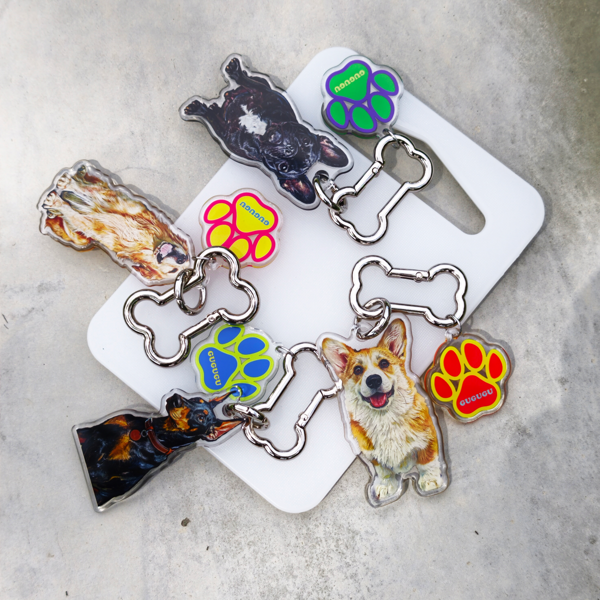 GUGUGU Custom Pet Portrait Crystal-Clear Acrylic Keychains & Charms